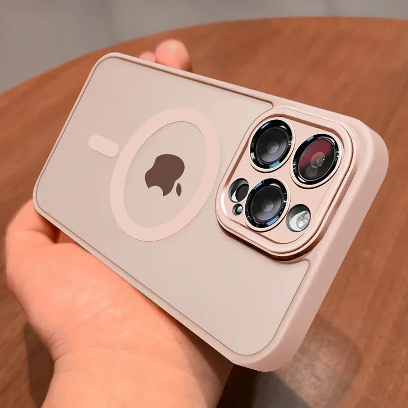 Luxury Matte MagSafe iPhone Case – Lens Protector Shockproof Cover