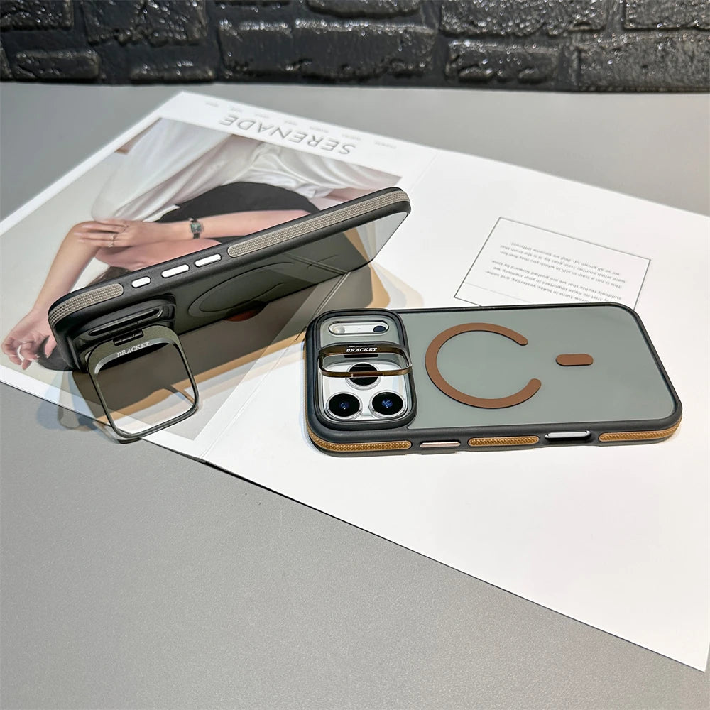 Matte Transparent Kickstand MagSafe iPhone Case – Magnetic Stand Cover