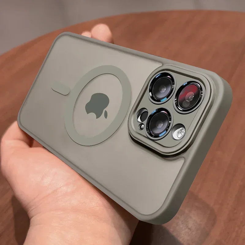 Luxury Matte MagSafe iPhone Case – Lens Protector Shockproof Cover