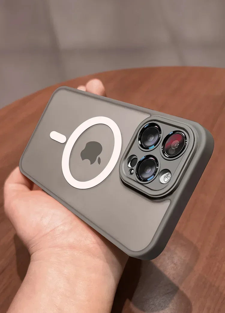 Luxury Matte MagSafe iPhone Case – Lens Protector Shockproof Cover