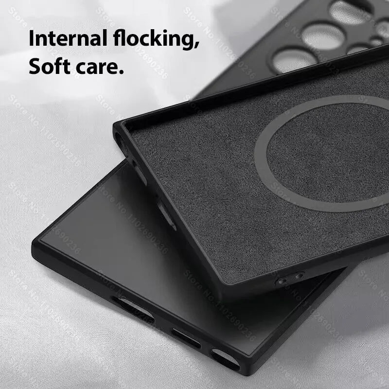 Liquid Silicone Samsung Case – MagSafe Wireless Charging Shockproof Cover