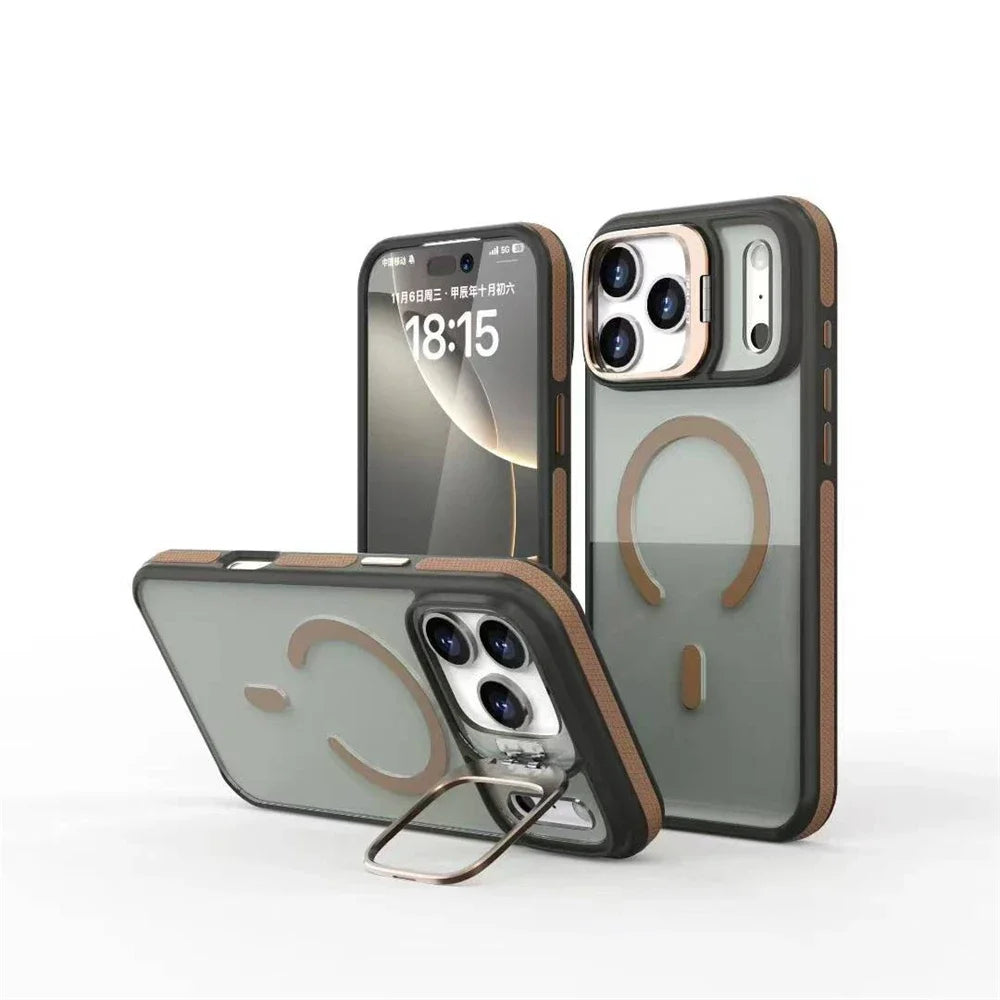 Matte Transparent Kickstand MagSafe iPhone Case – Magnetic Stand Cover