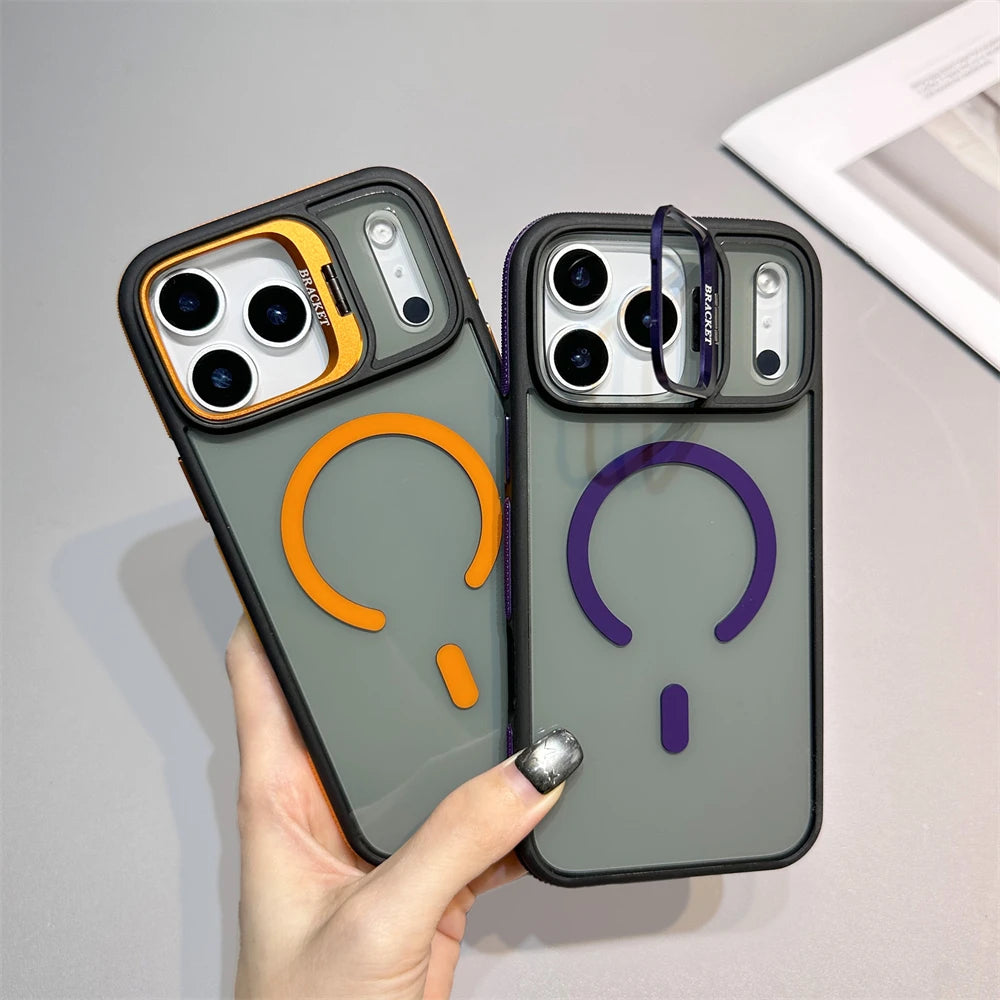Matte Transparent Kickstand MagSafe iPhone Case – Magnetic Stand Cover