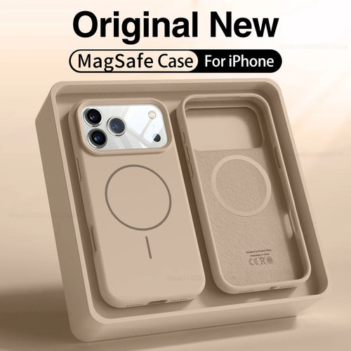 Liquid silicone MagSafe iPhone case by TheCaseCraft with soft magnetic back cover and smooth, flexible silicone material.