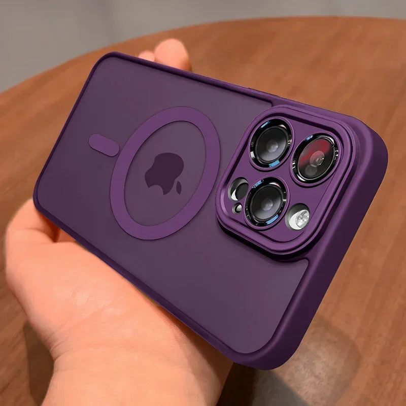 Luxury Matte MagSafe iPhone Case – Lens Protector Shockproof Cover