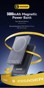 Essager Thin Wireless Power Bank Magnetic 20W 5000mAh Portable Fast Charging External Battery for Magsafe For iPhone 17 16 15 14