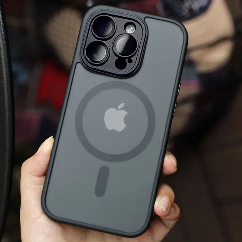 Luxury Matte MagSafe iPhone Case – Lens Protector Shockproof Cover