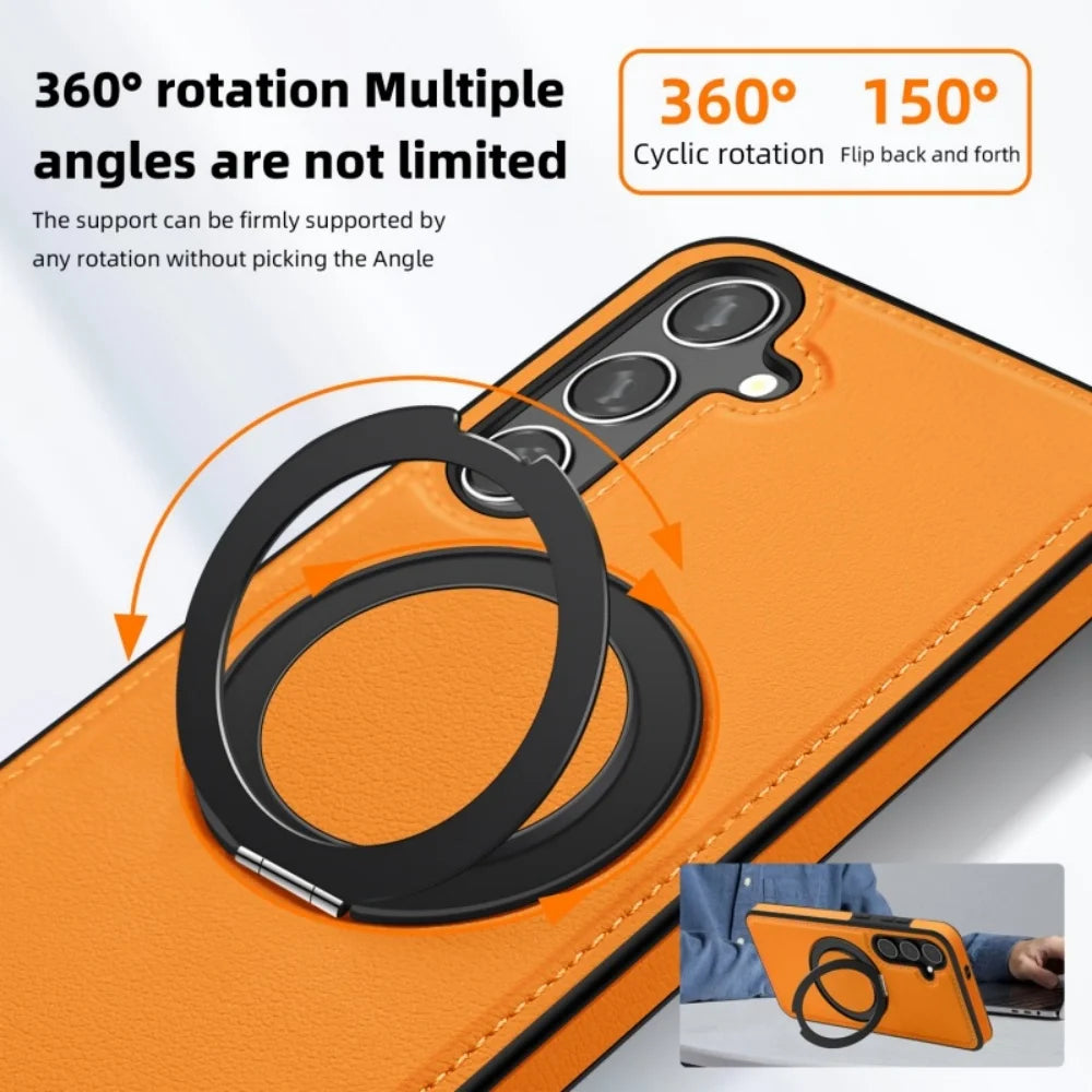 Luxury Leather Magnetic Stand Samsung Case – MagSafe Shockproof