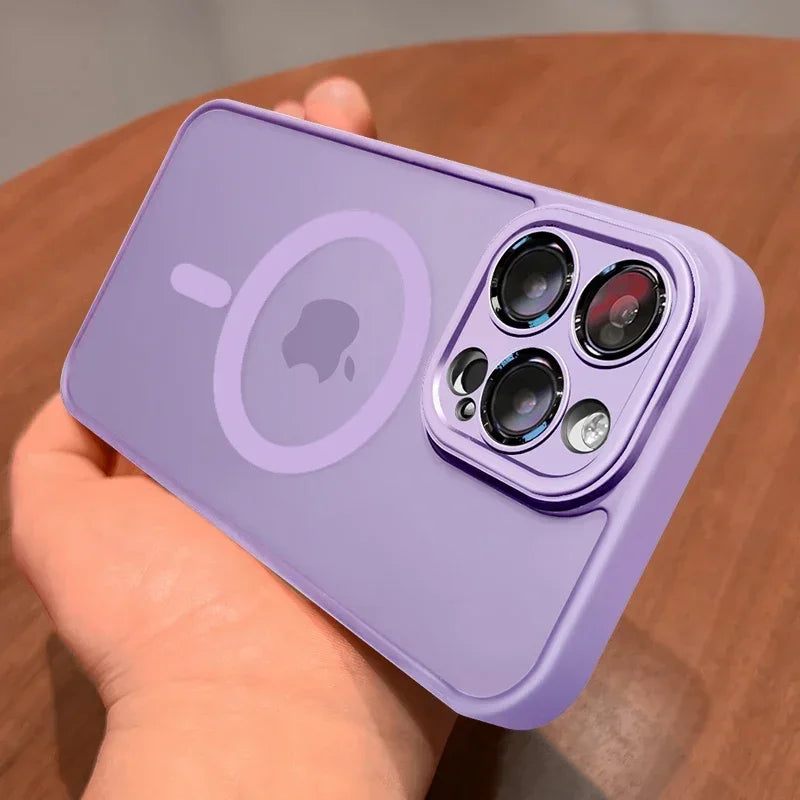Luxury Matte MagSafe iPhone Case – Lens Protector Shockproof Cover