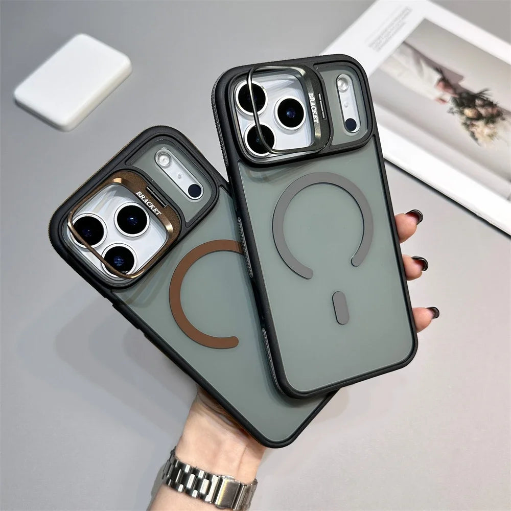 Matte Transparent Kickstand MagSafe iPhone Case – Magnetic Stand Cover