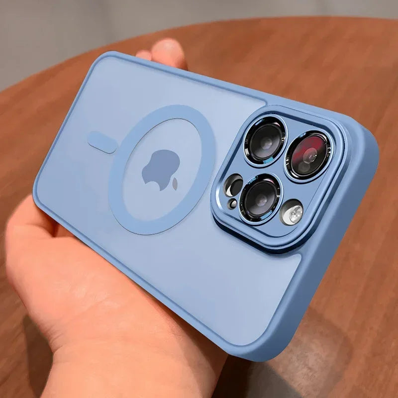 Luxury Matte MagSafe iPhone Case – Lens Protector Shockproof Cover
