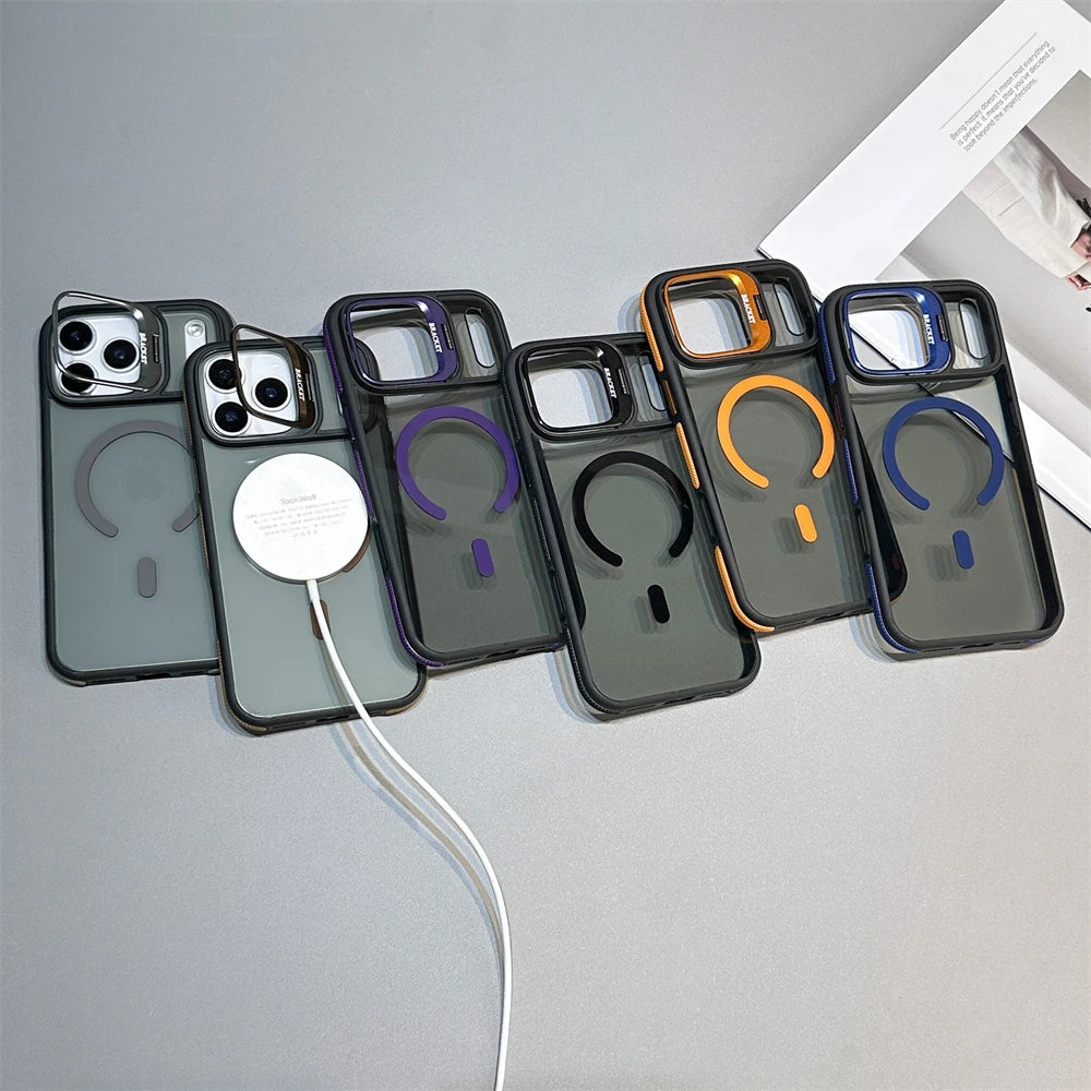 Matte Transparent Kickstand MagSafe iPhone Case – Magnetic Stand Cover