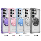 Rotating Magnetic Folding Stand Transparent Phone Case for Samsung S26 S25 Edge S24 S23 Plus FE S21 Ultra Armor Shockproof Cover