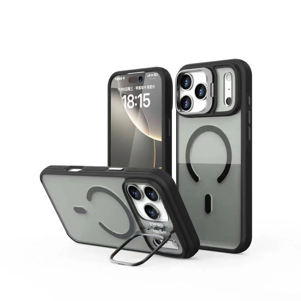 Matte Transparent Kickstand MagSafe iPhone Case – Magnetic Stand Cover