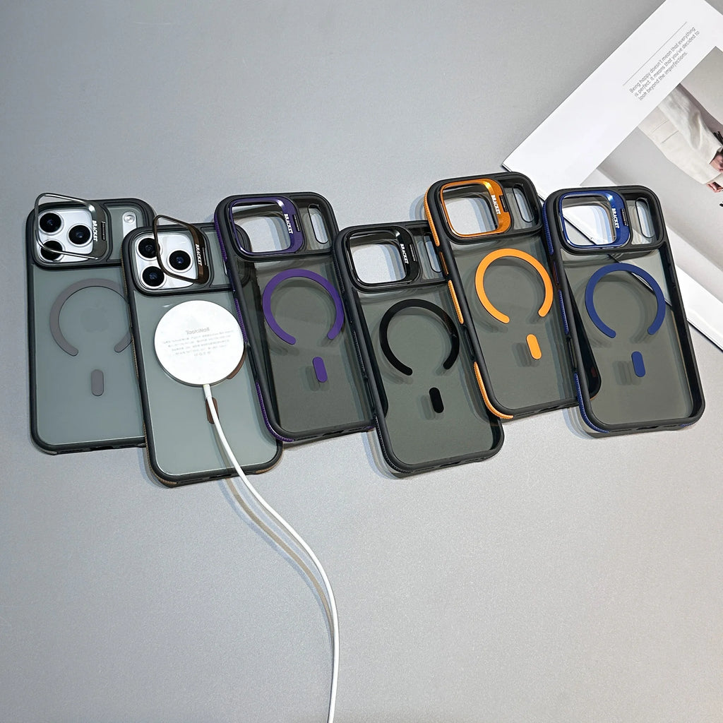 Matte Transparent Kickstand MagSafe iPhone Case – Magnetic Stand Cover