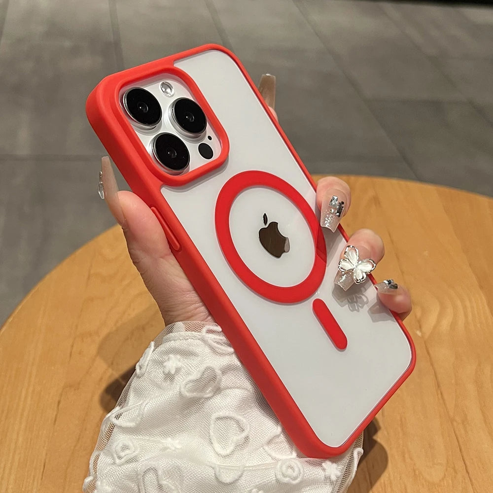 Titanium Matte Magnetic iPhone Case – MagSafe Shockproof Hard Cover