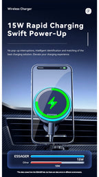 Essager Magnetic Car Phone Holder 15W Wireless Charger Stand For iPhone 17 16 15 14 Max Car Mount Charger for Magsafe LED Light