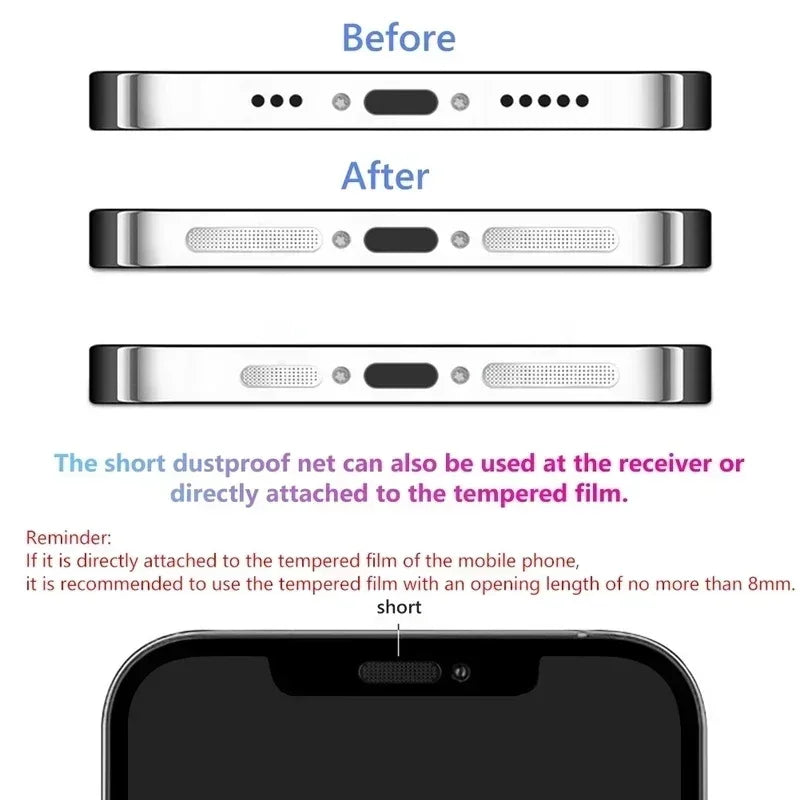 1-12Pcs Universal Metal Mesh Anti Dust Proof Adhesive Net Cover Sticker For IPhone 17 16 15 ProMax 16Plus Speaker Hole Anti-Dust