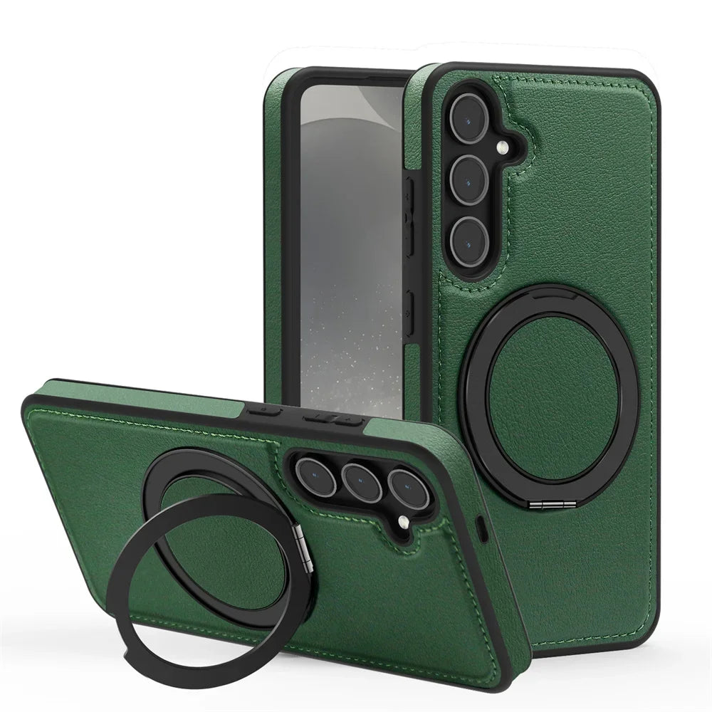 Luxury Leather Magnetic Stand Samsung Case – MagSafe Shockproof