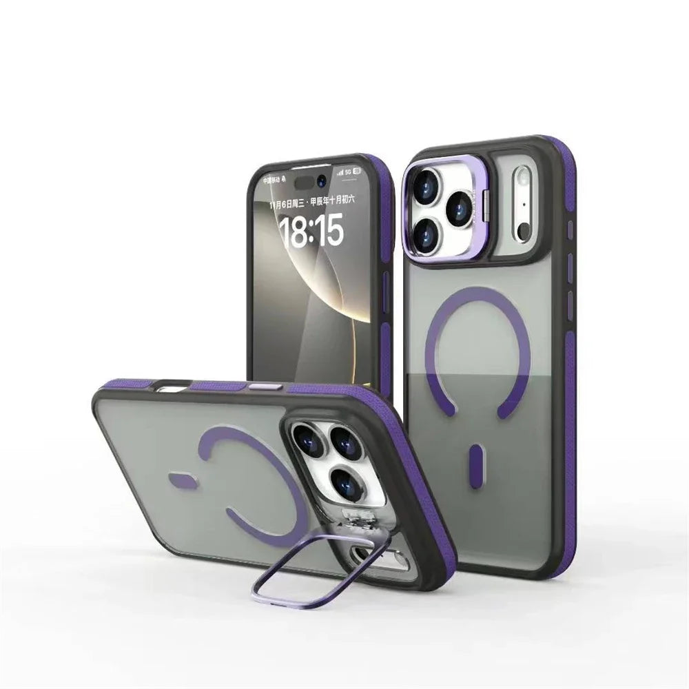 Matte Transparent Kickstand MagSafe iPhone Case – Magnetic Stand Cover