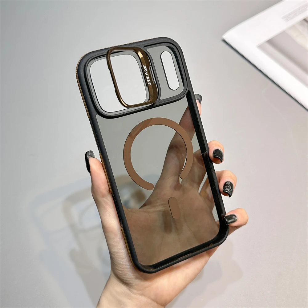 Matte Transparent Kickstand MagSafe iPhone Case – Magnetic Stand Cover