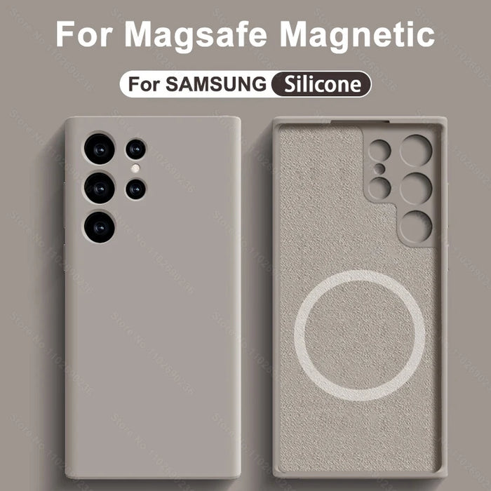 Liquid silicone Samsung case with MagSafe wireless charging compatibility and shockproof design by TheCaseCraft.